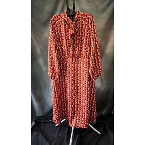 Worthington Women's Geometric Print‎ Long Sleeve Maxi Dress Size 2X Orange